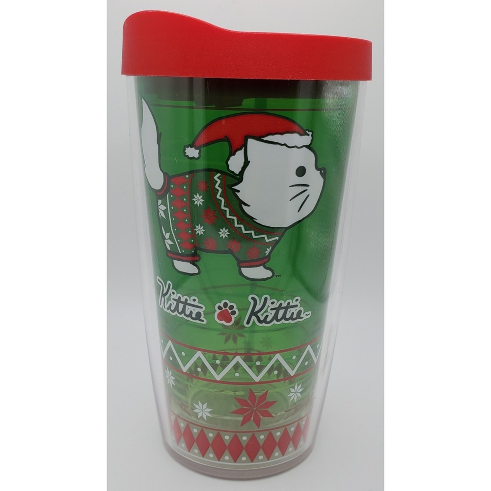 Kittie Kittie Rescue Ugly‎ Christmas Sweater Kitty Cat Santa Tervis Travel Mug